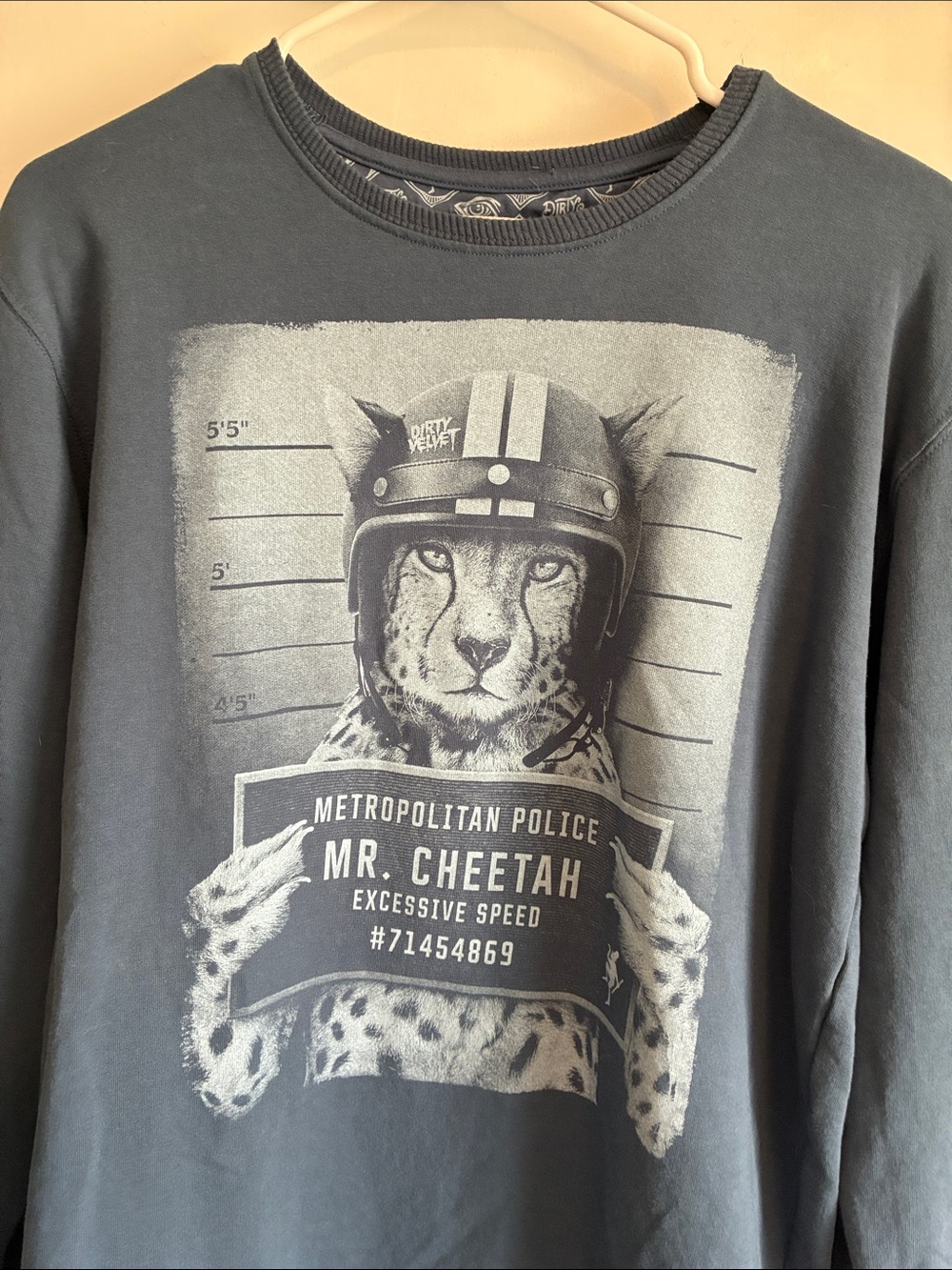 Dirty Velvet clothing, Mr. Cheetah Graphic sweatshirt, men’s , cotton size large